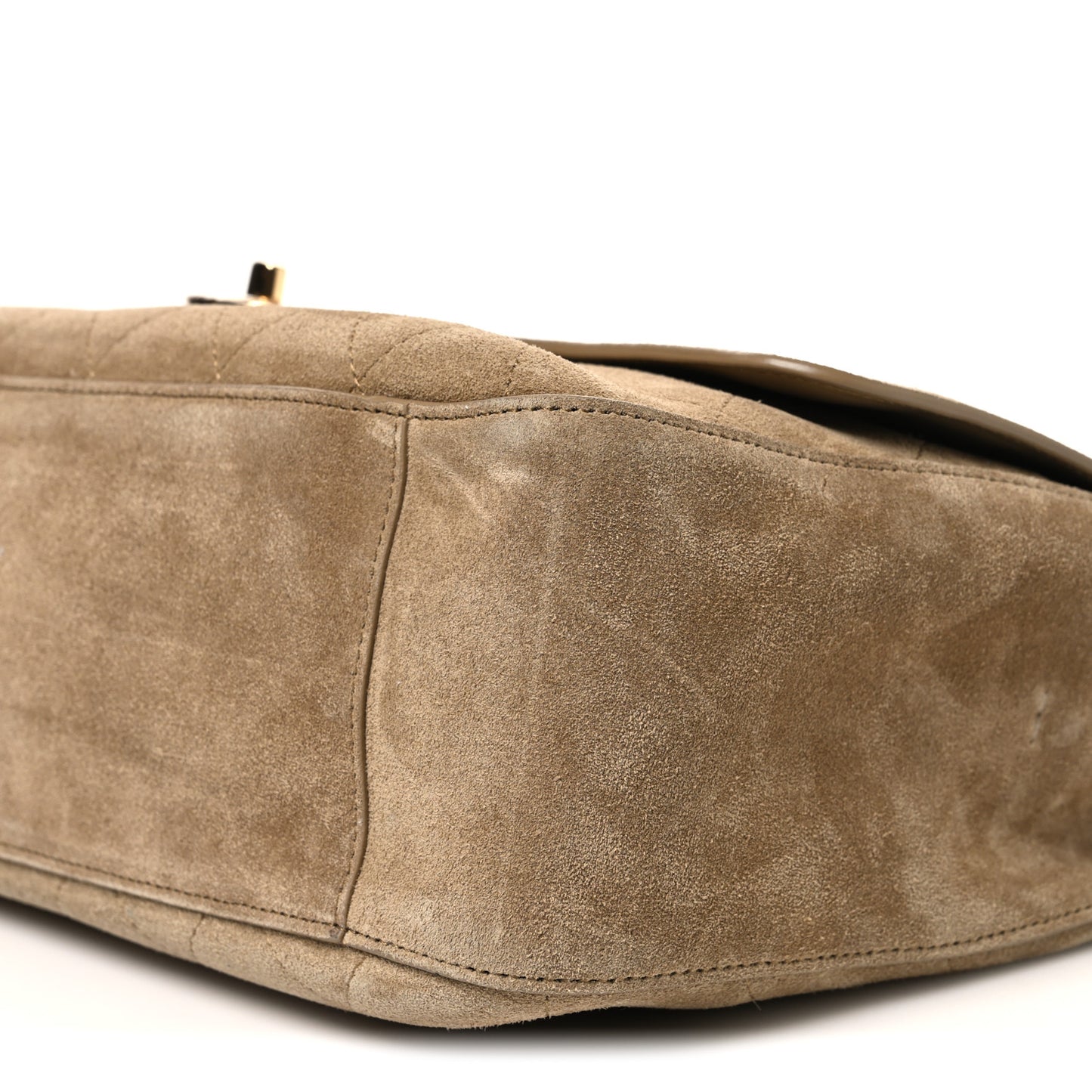 Suede Calfskin Small Souplissimo Maxi Flap Dark Beige