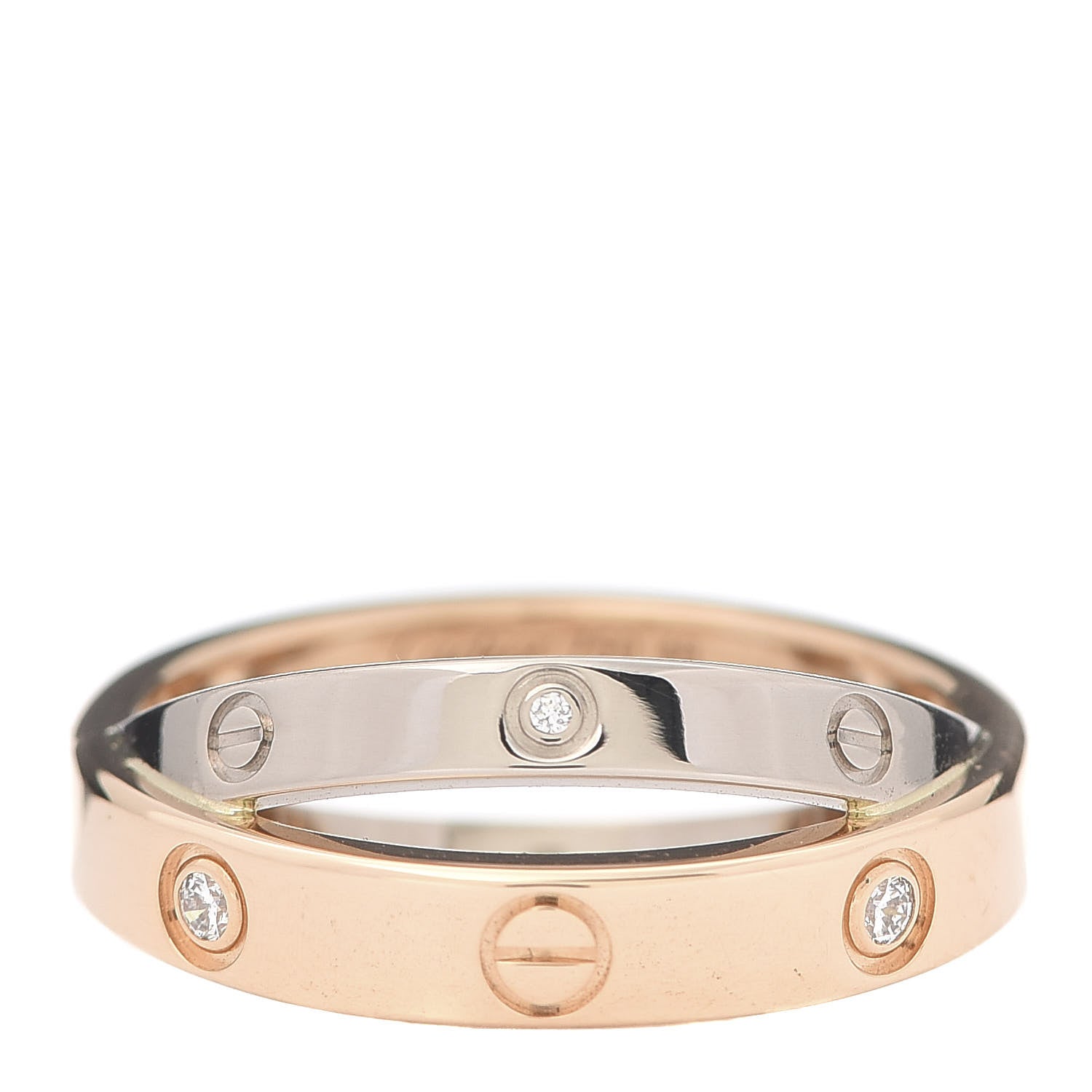 Cartier 18K Pink White Gold 6 Diamonds LOVE Ring 48 4.5 1 of 5