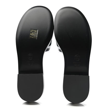 Chanel Lambskin Embroidered CC Mule Sandal 36.5 Black White 5 of 9