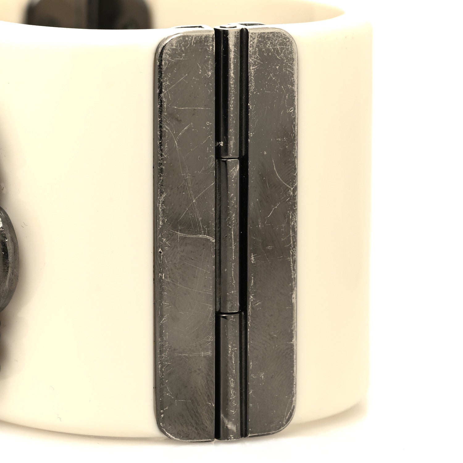 Chanel Resin Crystal CC Wide Cuff Ivory 6 of 7