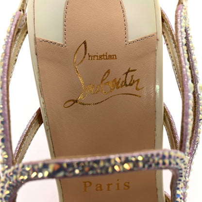 Christian Louboutin Strass Suede Patent Circonvolu 100 Sandals Heels 38.5 Crystal 8 of 8