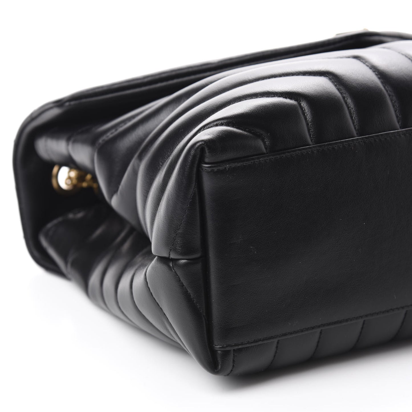 Calfskin Y Quilted Monogram Medium Loulou Chain Satchel Black