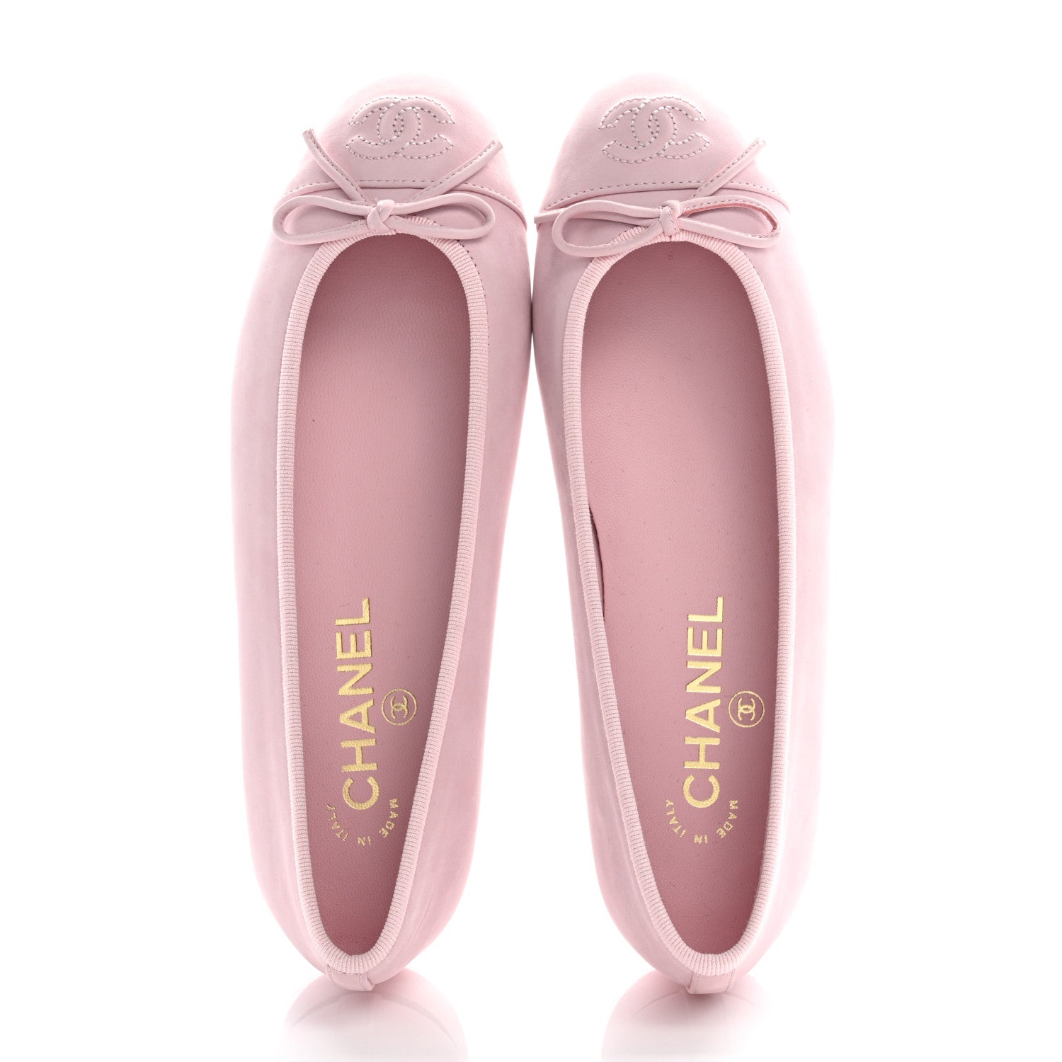 Chanel Suede Calfskin Cap Toe CC Ballerina Flats 36.5 Light Pink 2 of 10