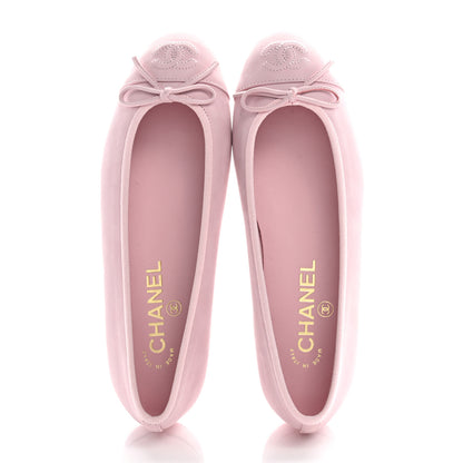 Chanel Suede Calfskin Cap Toe CC Ballerina Flats 36.5 Light Pink 2 of 10