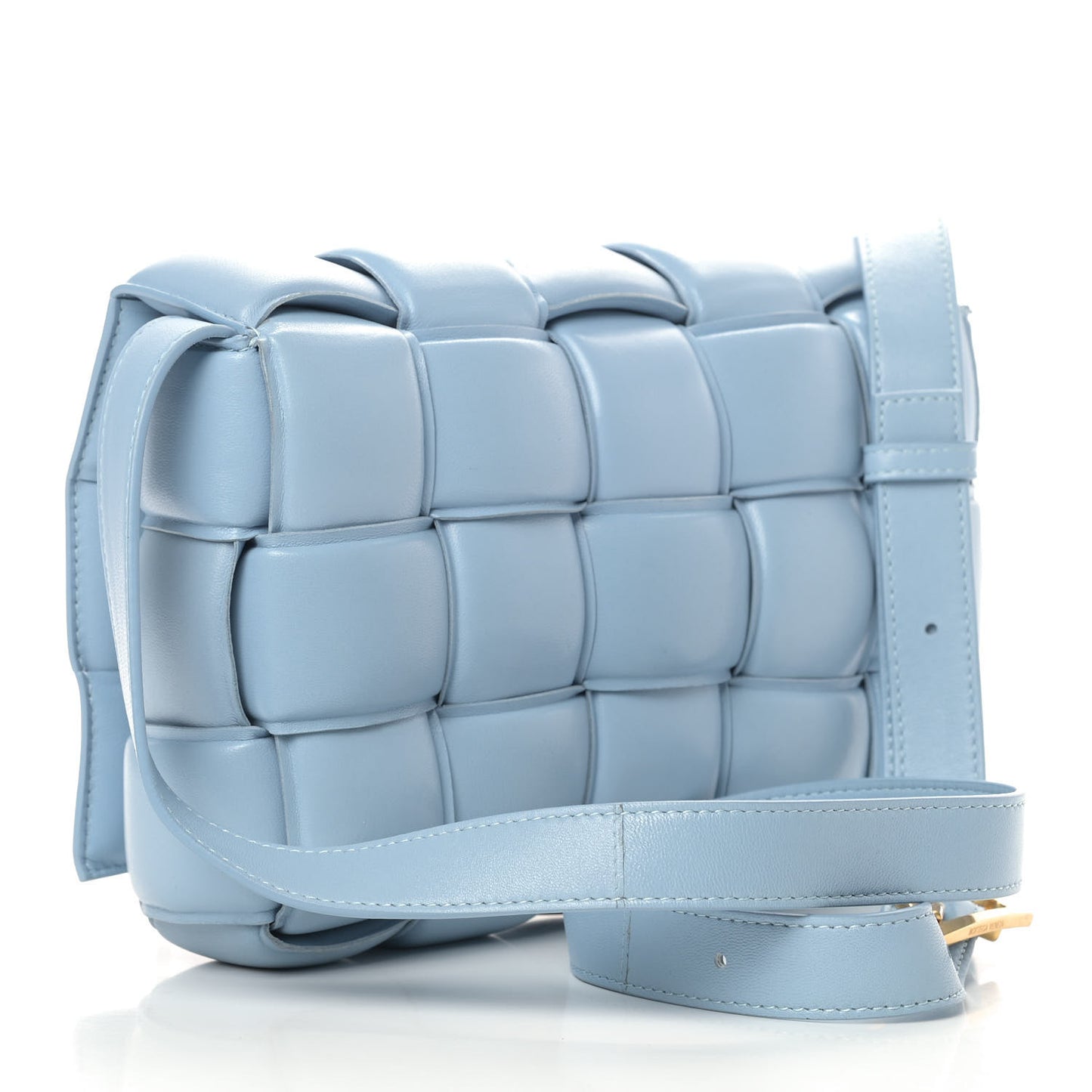 Nappa Maxi Intreccio Padded Cassette Crossbody Bag Ice