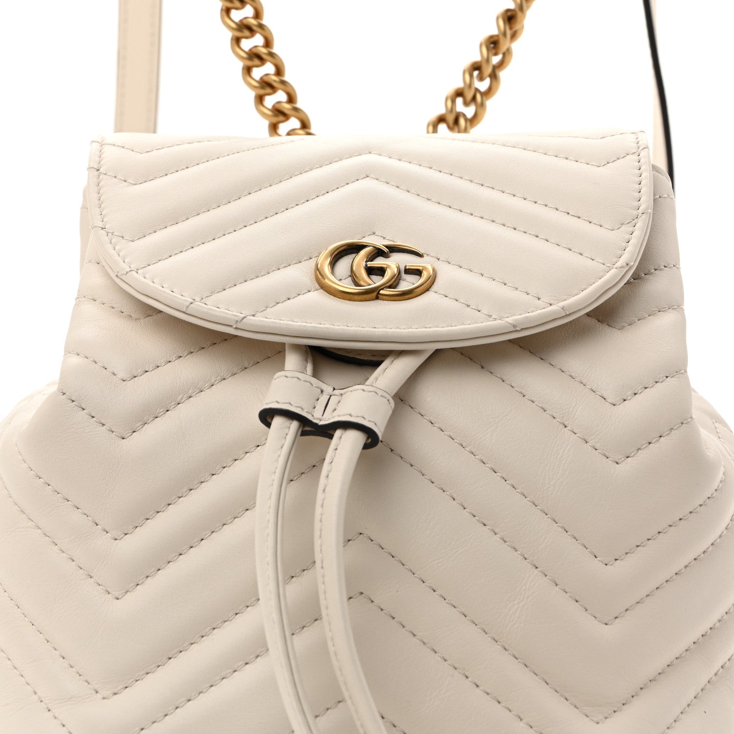 Gucci Calfskin Matelasse GG Marmont Flap Backpack White 8 of 12