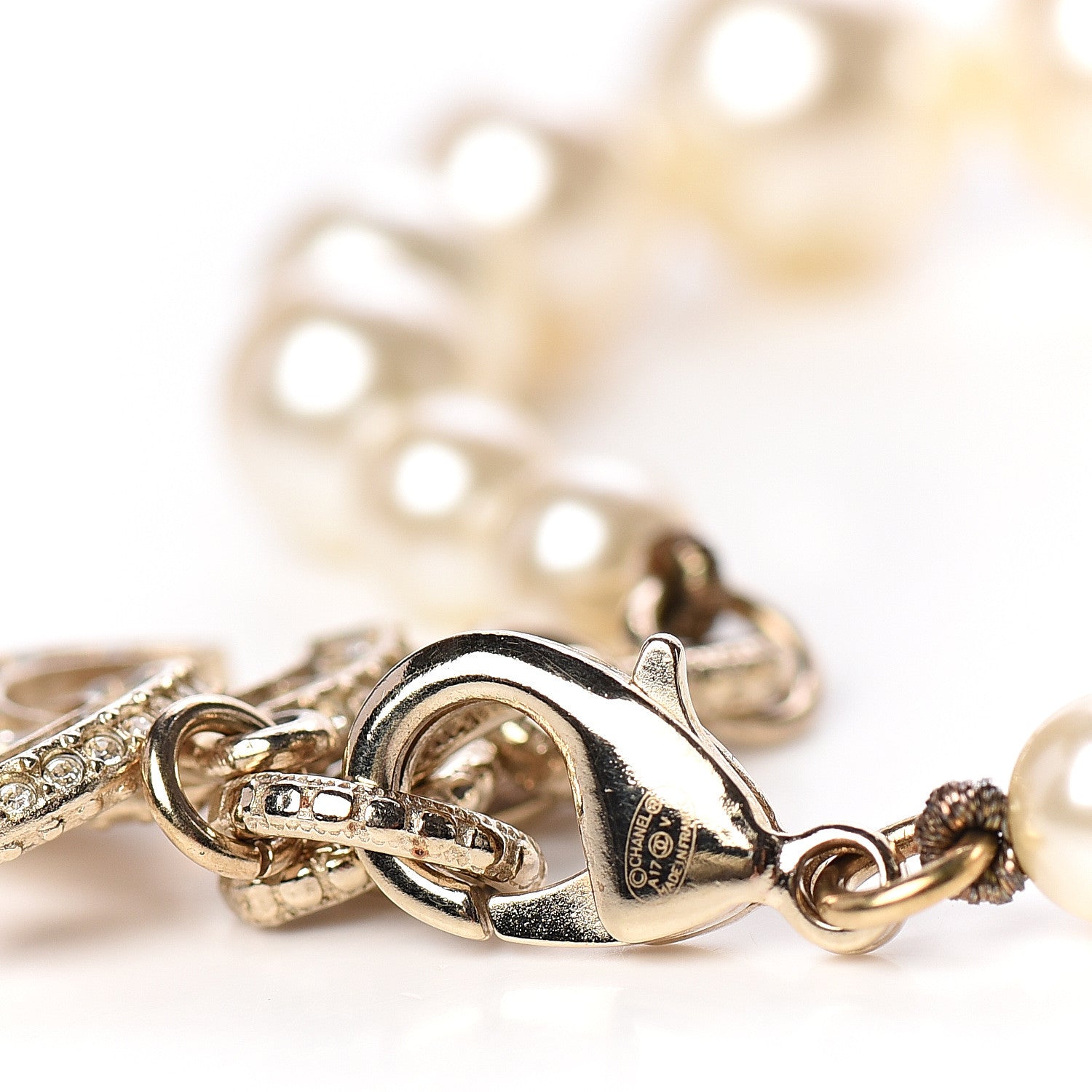 Chanel Crystal Pearl CC Bracelet Gold 3 of 4