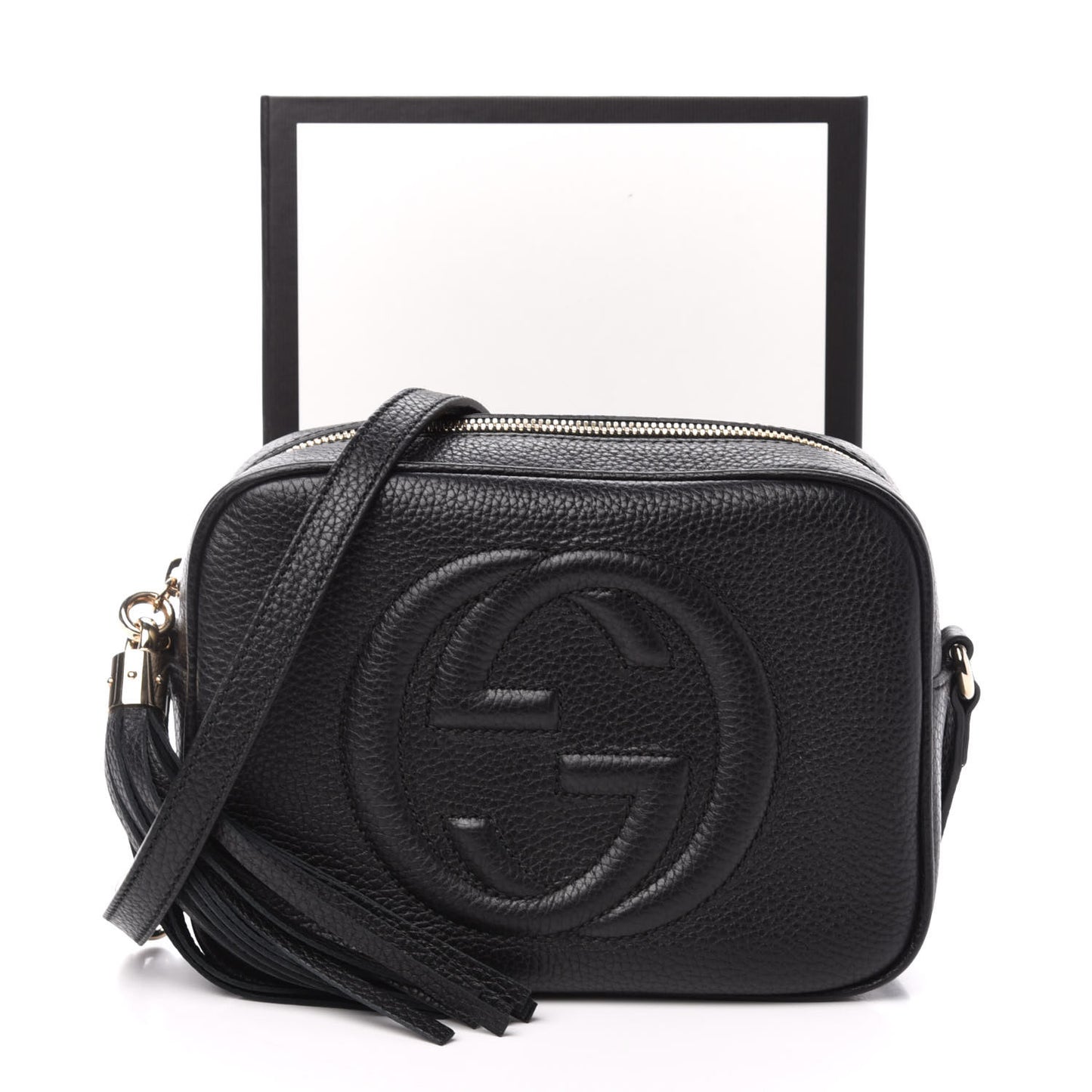 Pebbled Calfskin Small Soho Disco Bag Black