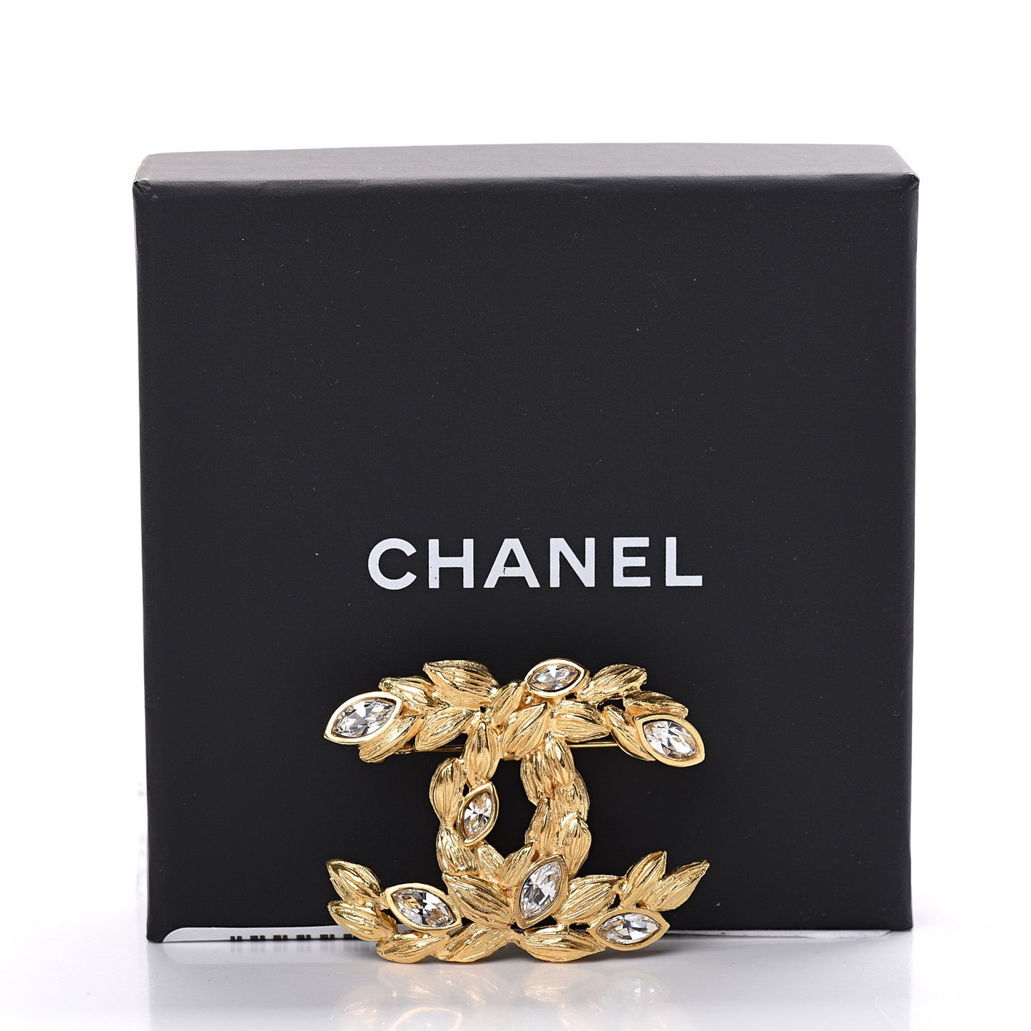 Crystal Strass CC Brooch Gold
