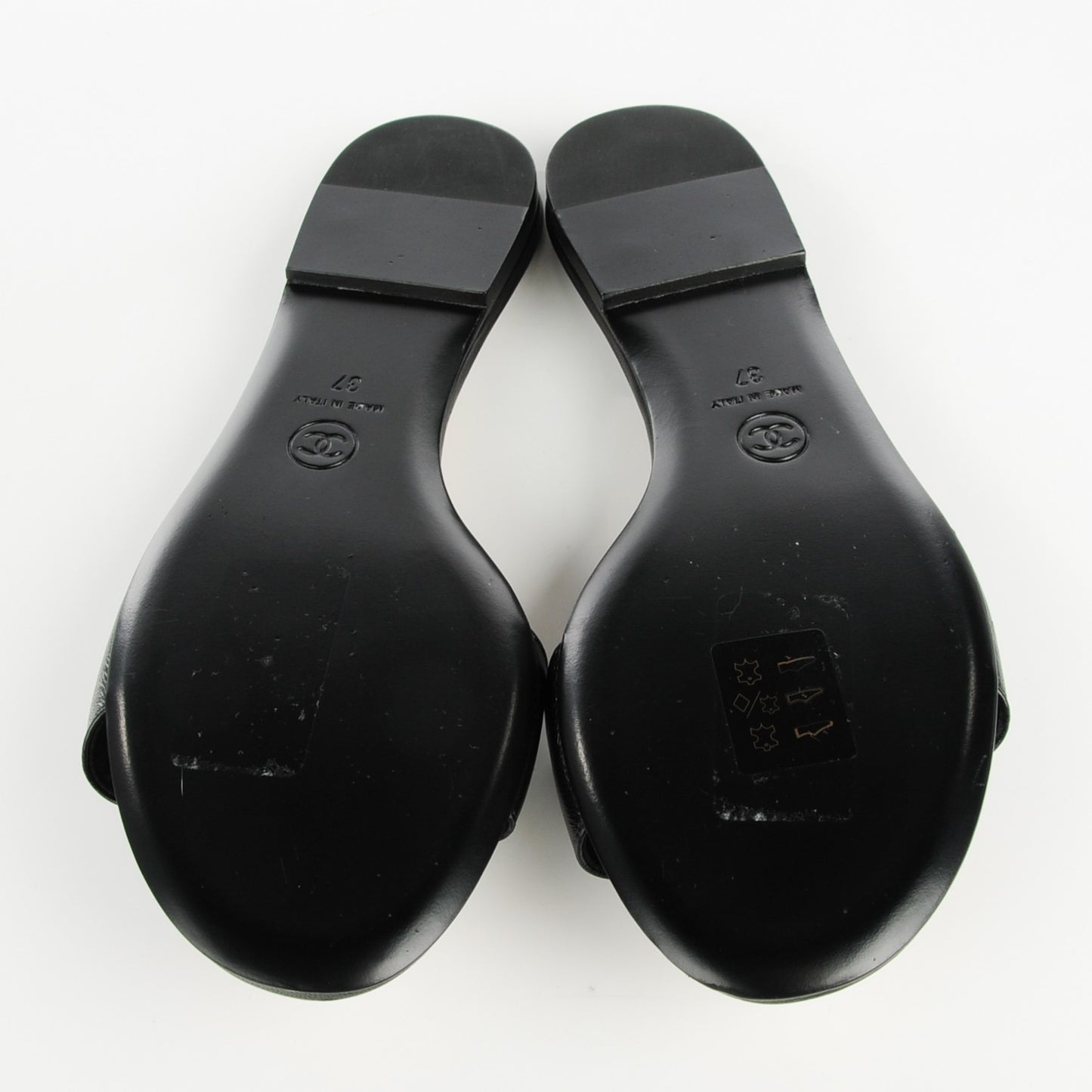 Lambskin Camellia Sandals 37 Black