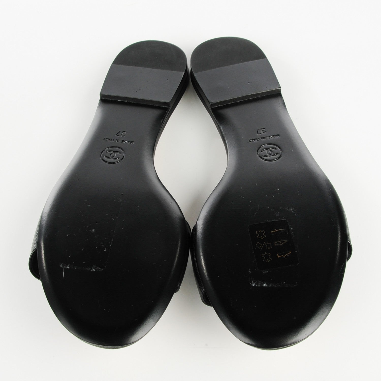 Chanel Lambskin Camellia Sandals 37 Black 6 of 9