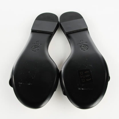 Chanel Lambskin Camellia Sandals 37 Black 6 of 9