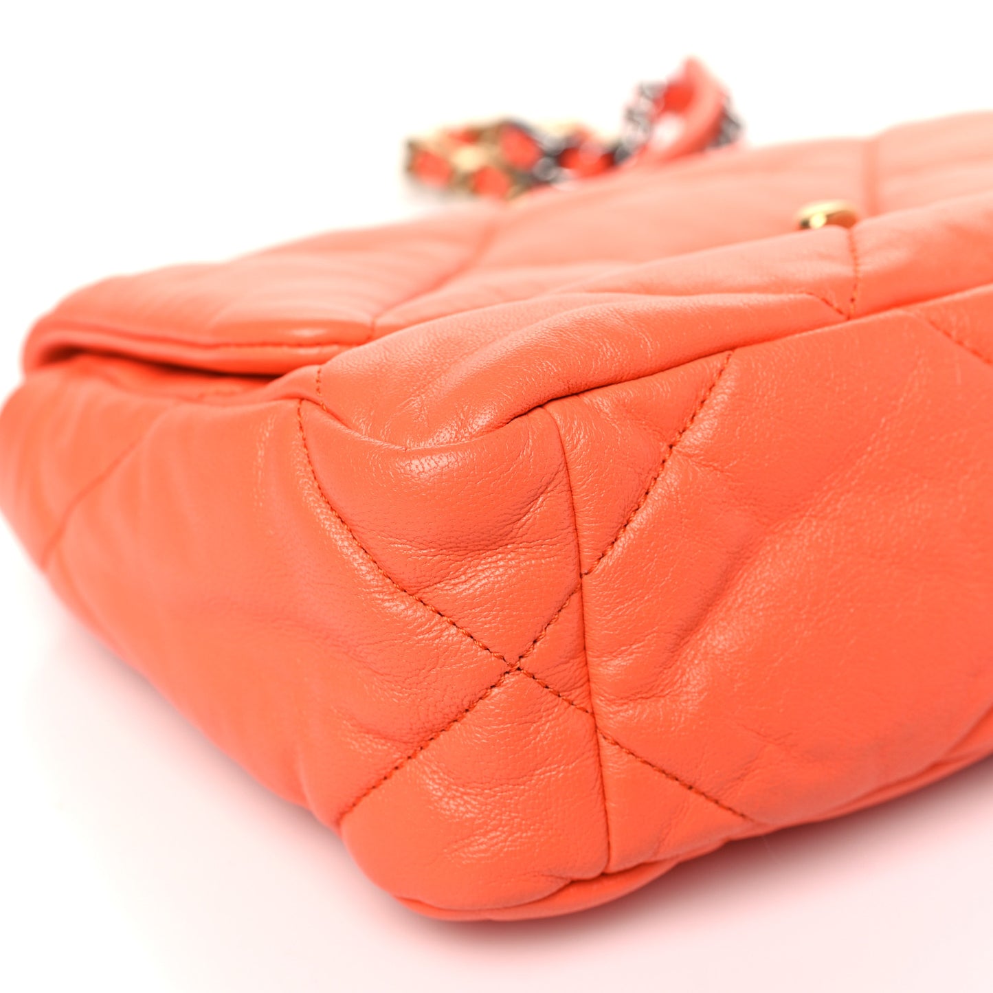 Lambskin Quilted Medium Chanel 19 Flap Orange