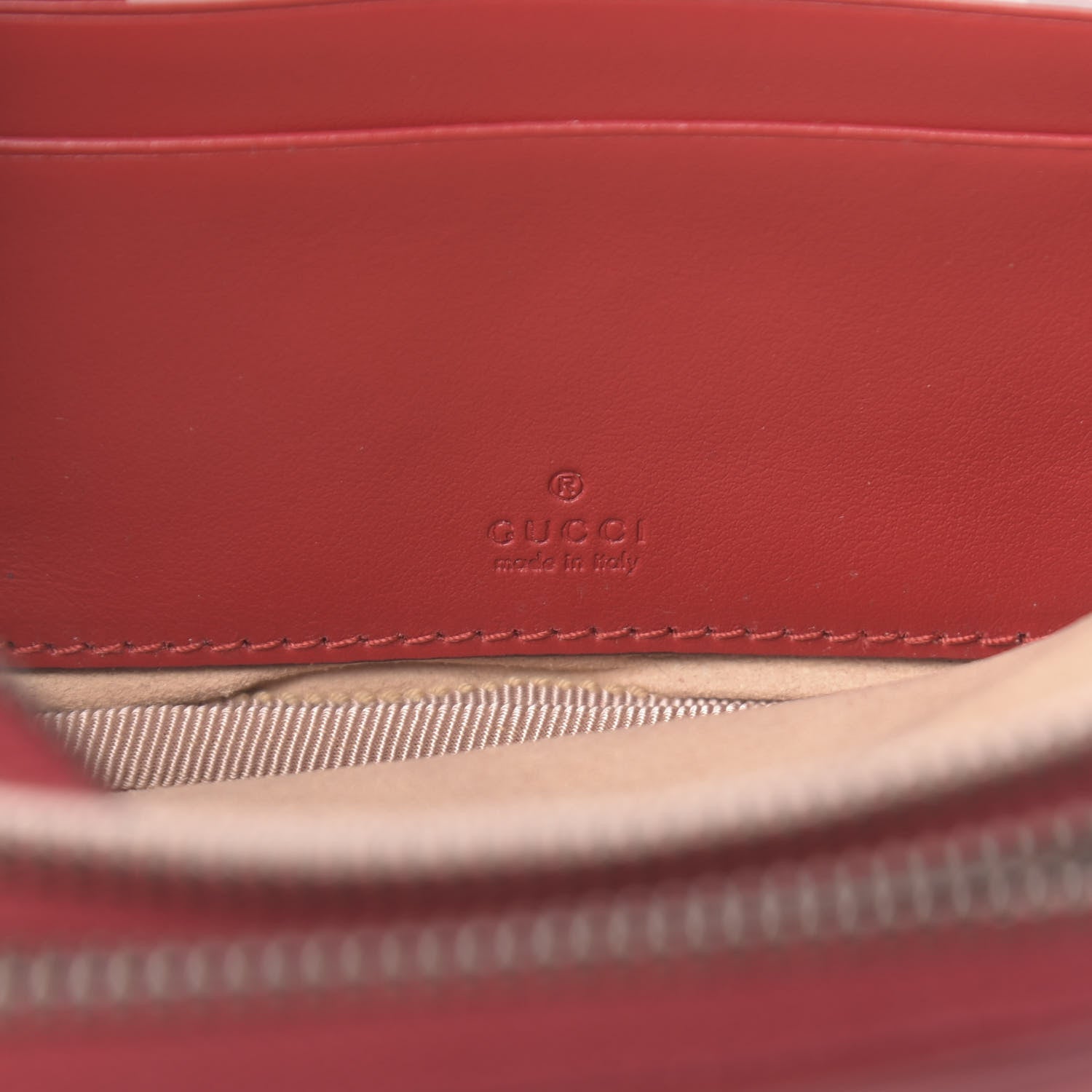 Gucci Calfskin Matelasse Mini GG Marmont Chain Crossbody Bag Hibiscus Red 8 of 12