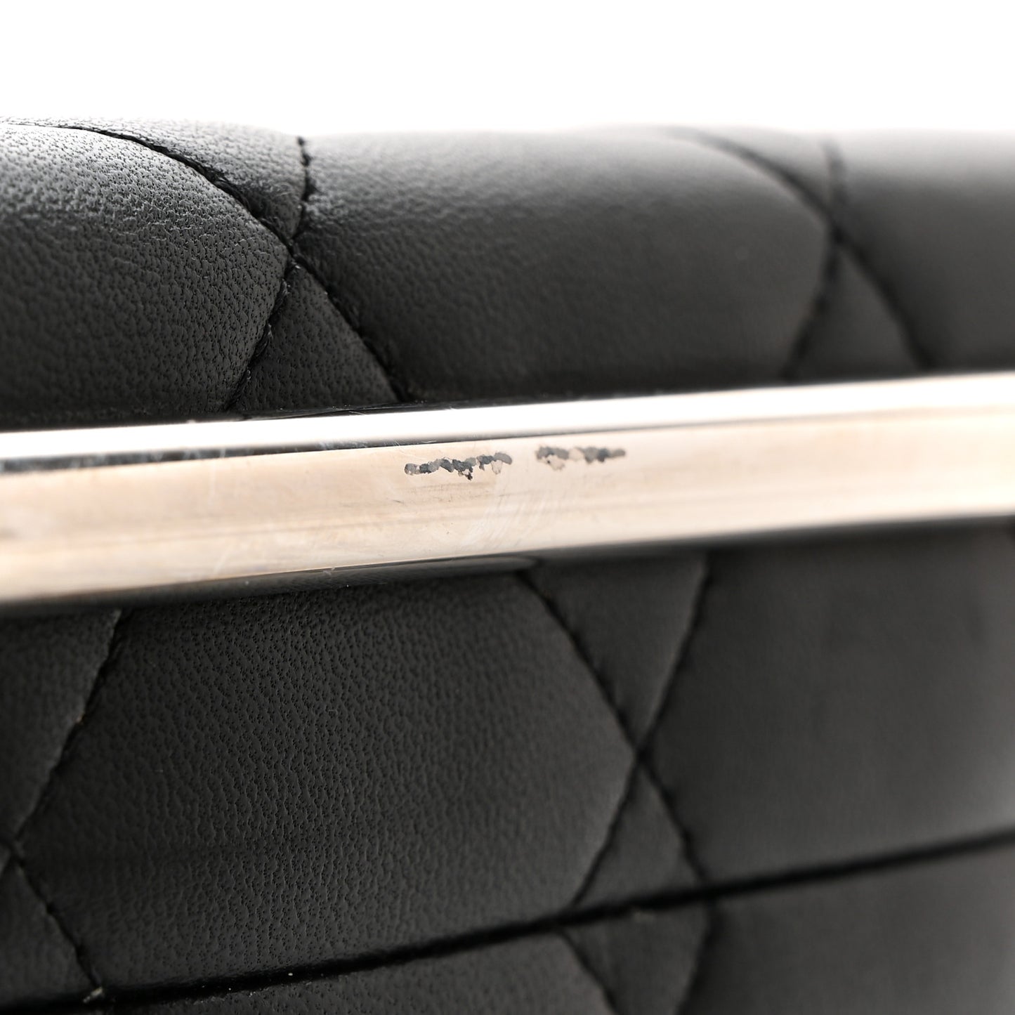 Quilted Lambskin Metal Bar Clutch Bag Black