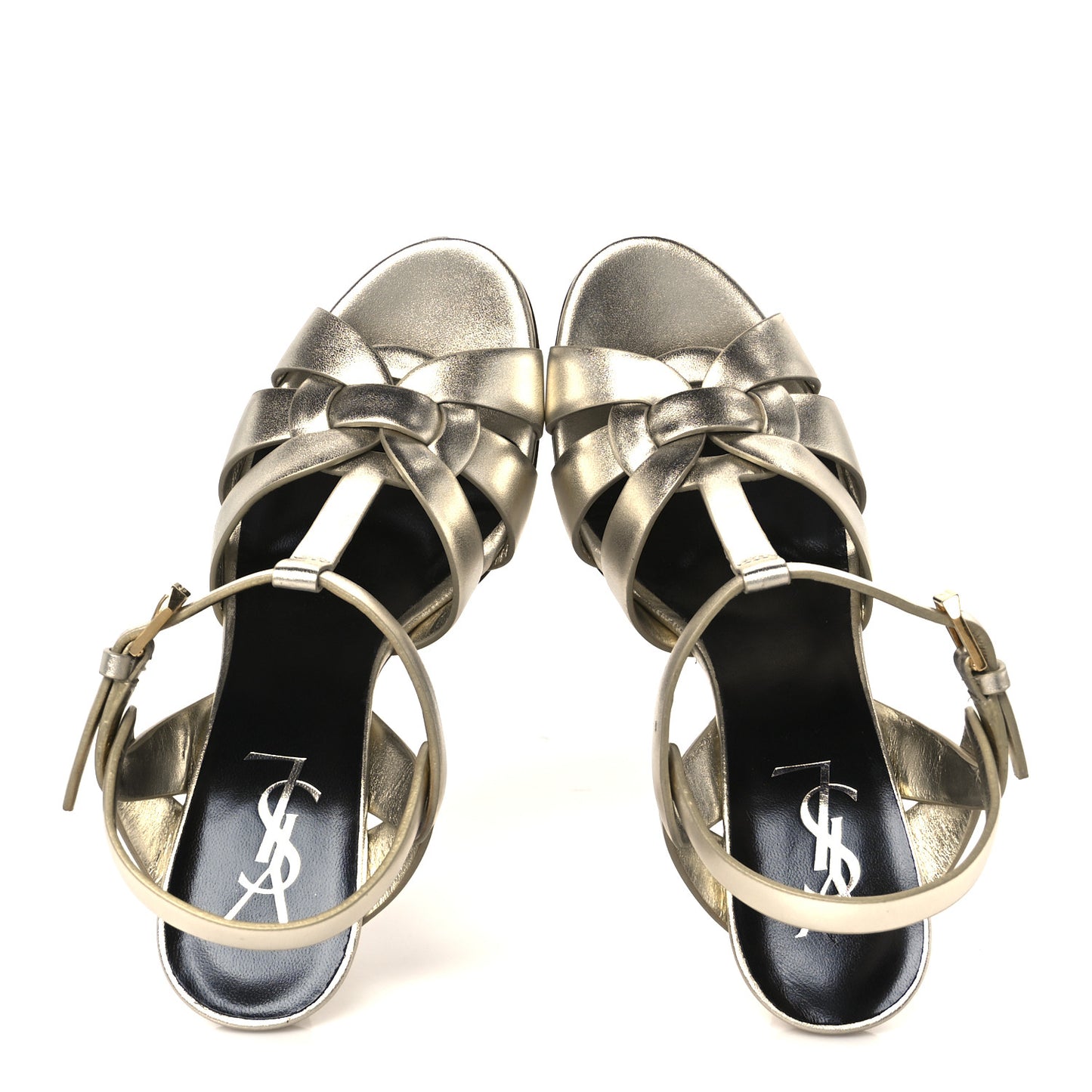 Metallic Nappa Tribute 75 Platform Sandals 36 Platino