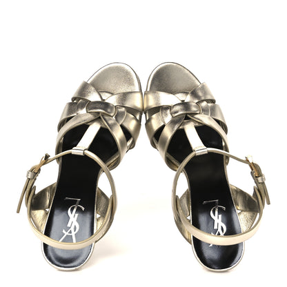Saint Laurent Metallic Nappa Tribute 75 Platform Sandals 36 Platino 2 of 10