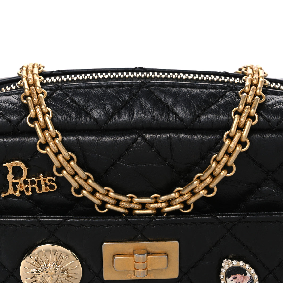 Chanel Aged Calfskin Quilted Mini Lucky Charm Reissue Camera Case Black 8 of 10