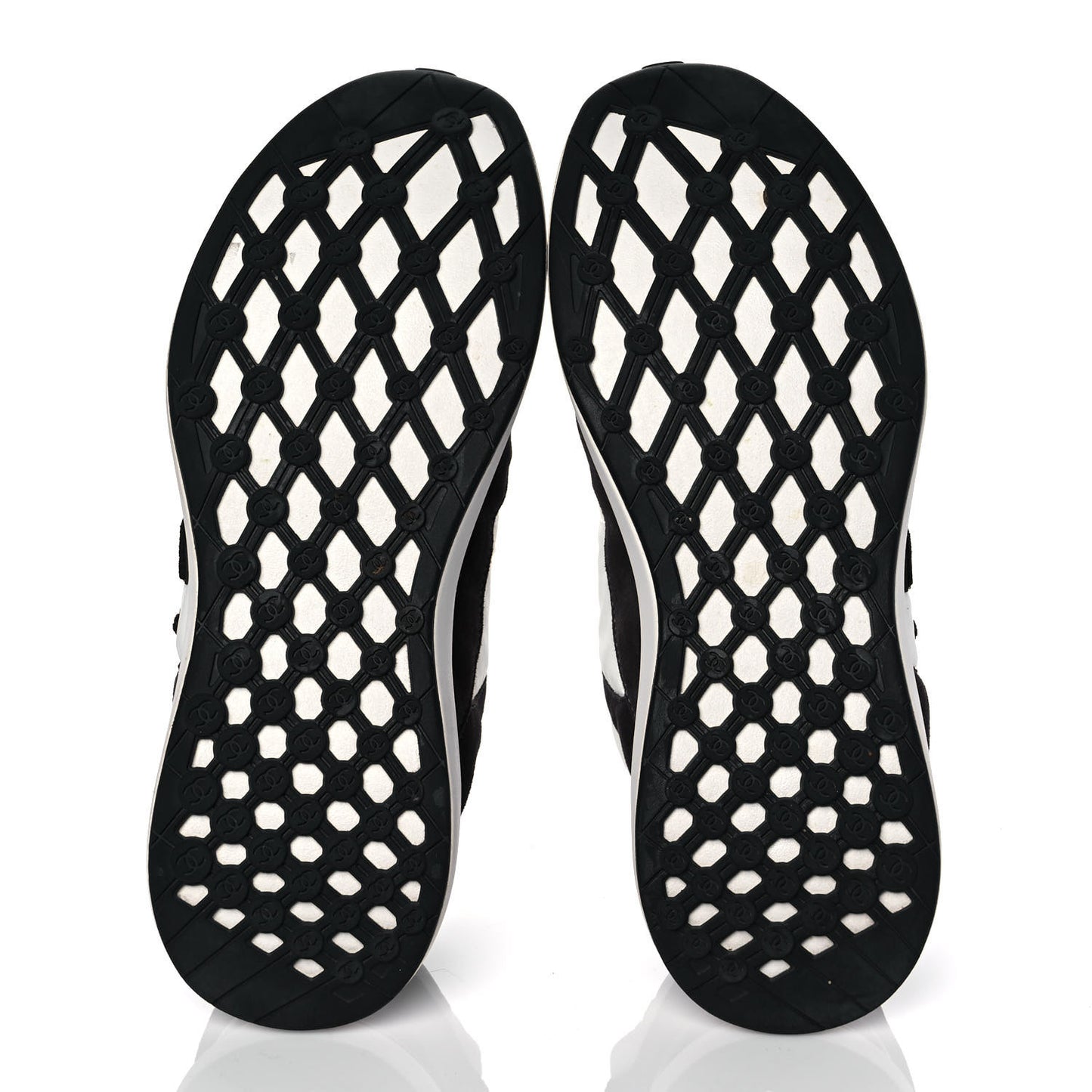 Nylon Suede Calfskin CC Sneakers 41 White Black