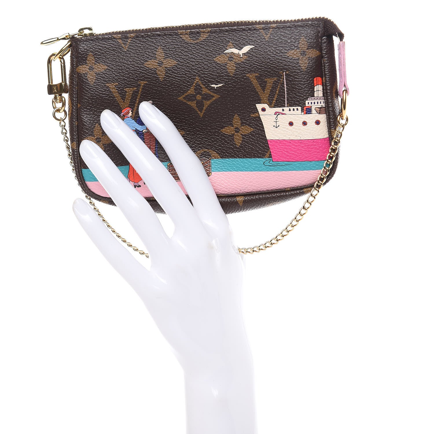 Louis Vuitton Monogram 2016 Christmas Animation Mini Pochette Accessories Rose Ballerine 2 of 9