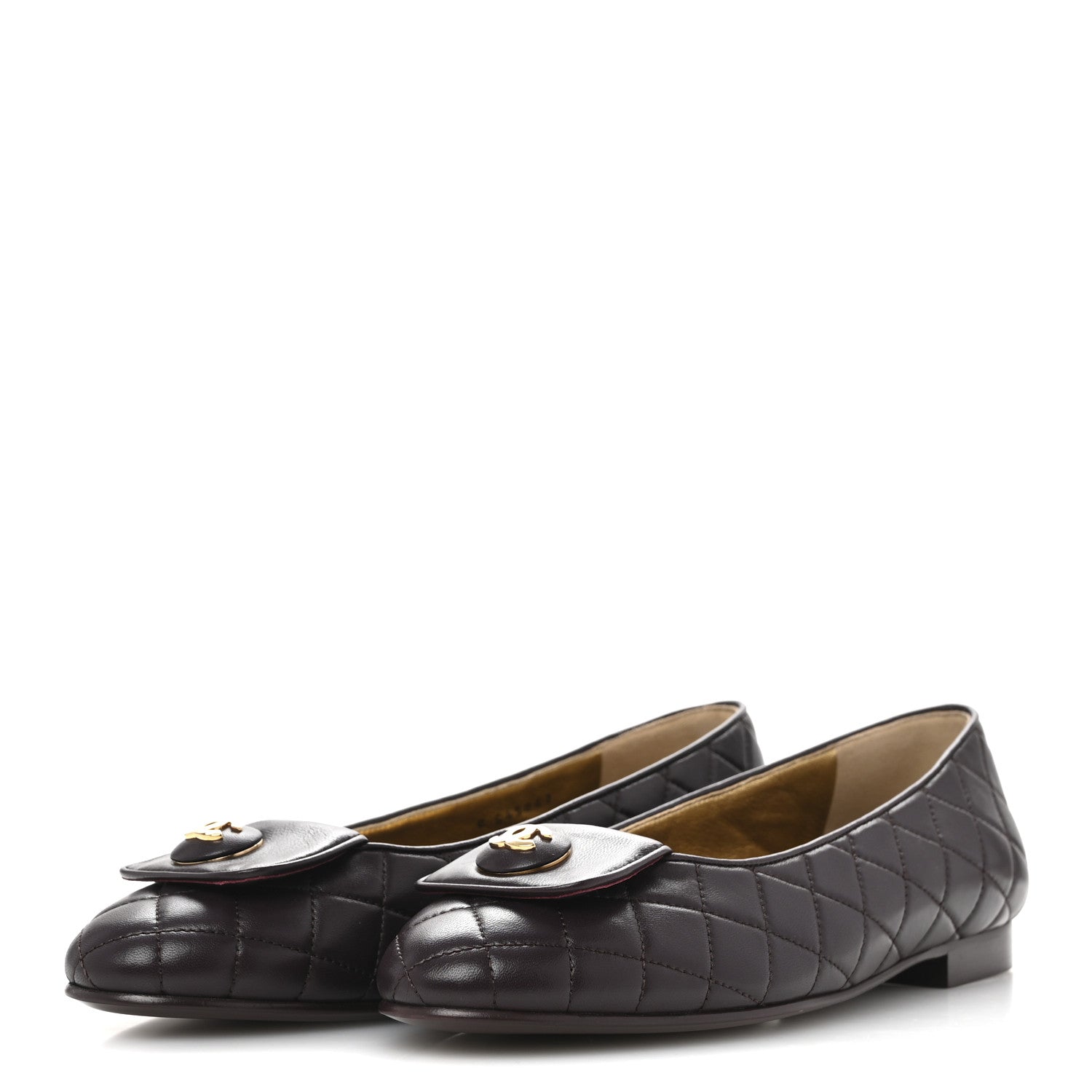 Chanel Lambskin Quilted CC Ballerina Flats 40 Dark Purple 4 of 12