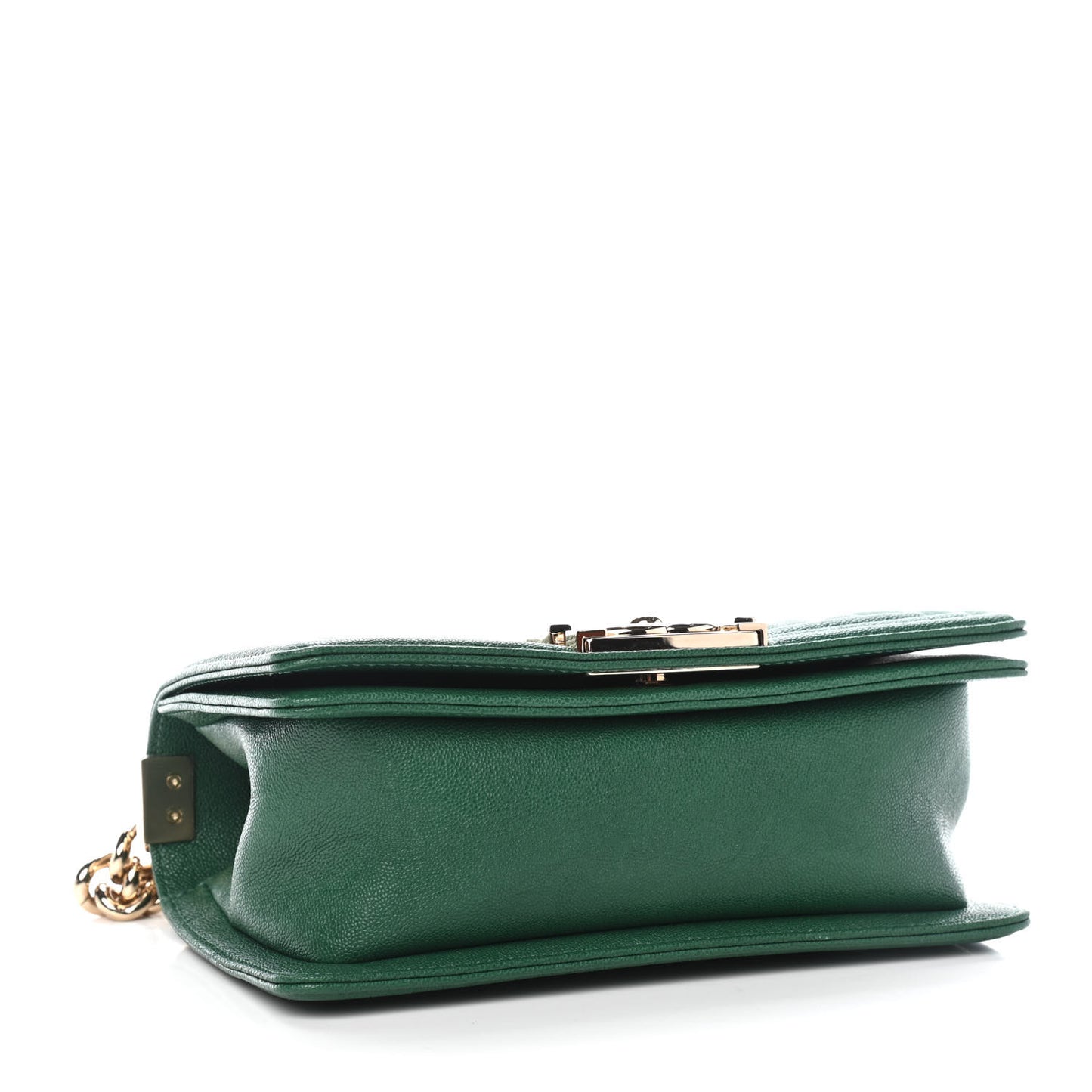 Caviar Chevron Quilted Small Boy Flap Green