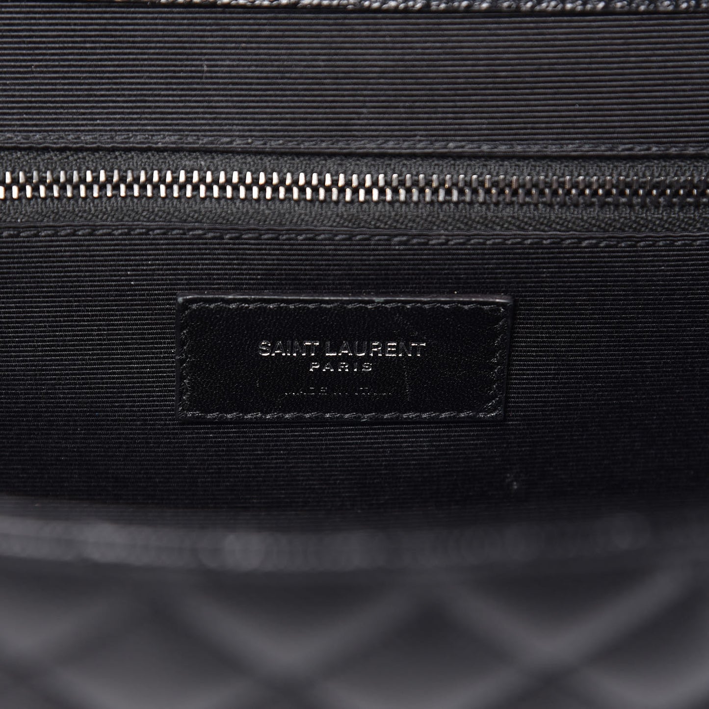 Grain De Poudre Textured Mixed Matelasse Large Triquilt Monogram Monochrome Satchel Black