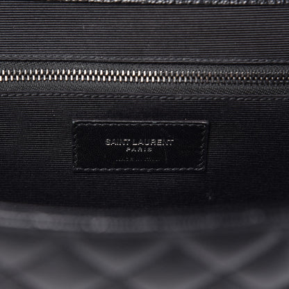 Saint Laurent Grain De Poudre Textured Mixed Matelasse Large Triquilt Monogram Monochrome Satchel Black 6 of 14