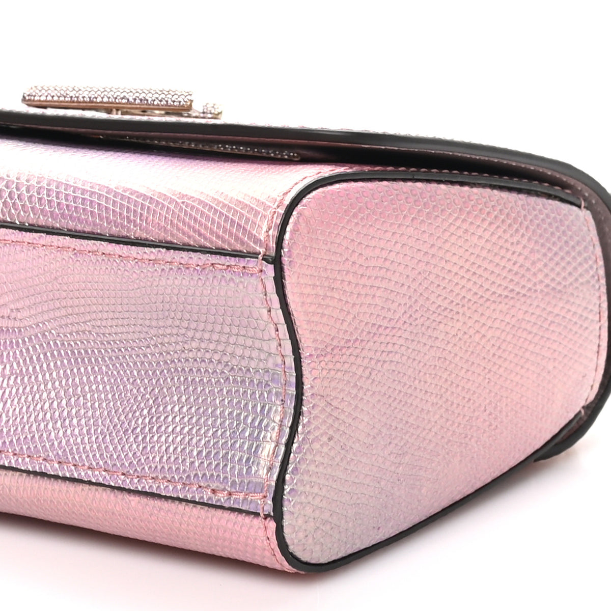 Iridescent Lizard Mini Swarovski Twist Shoulder Bag Pink