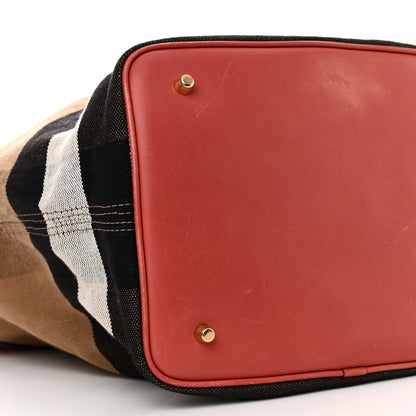Burberry Grainy Calfskin Canvas Mega Check Medium Ashby Tassel Hobo Pink Azalea 10 of 18