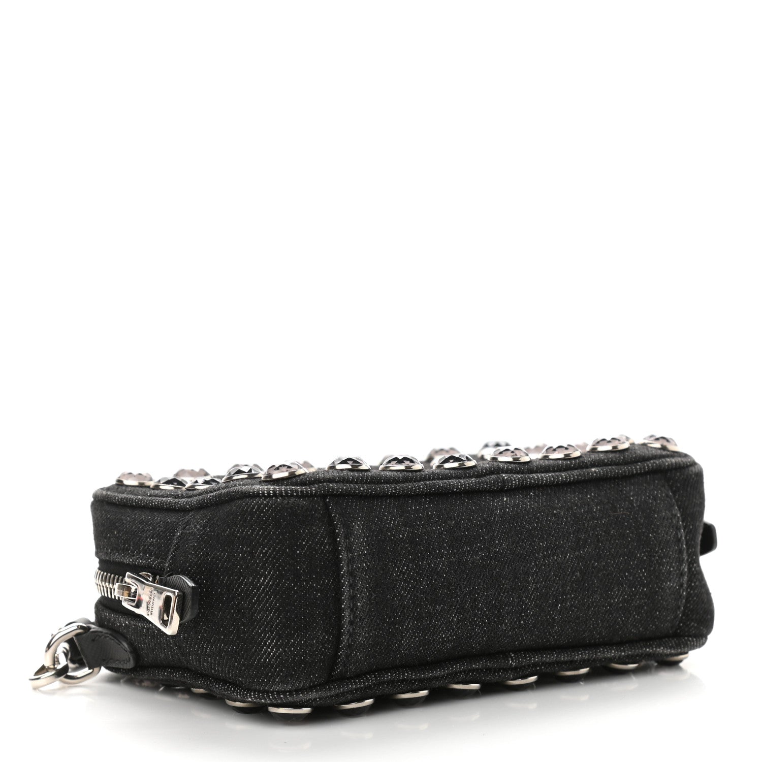 Prada Denim Studded Embellished Mini Camera Crossbody Black 4 of 10