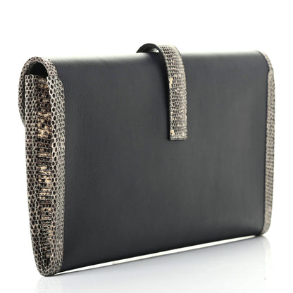 Hermes Swift Lizard Jige Elan Touch 29 Clutch Bleu Nuit Ombre 3 of 6