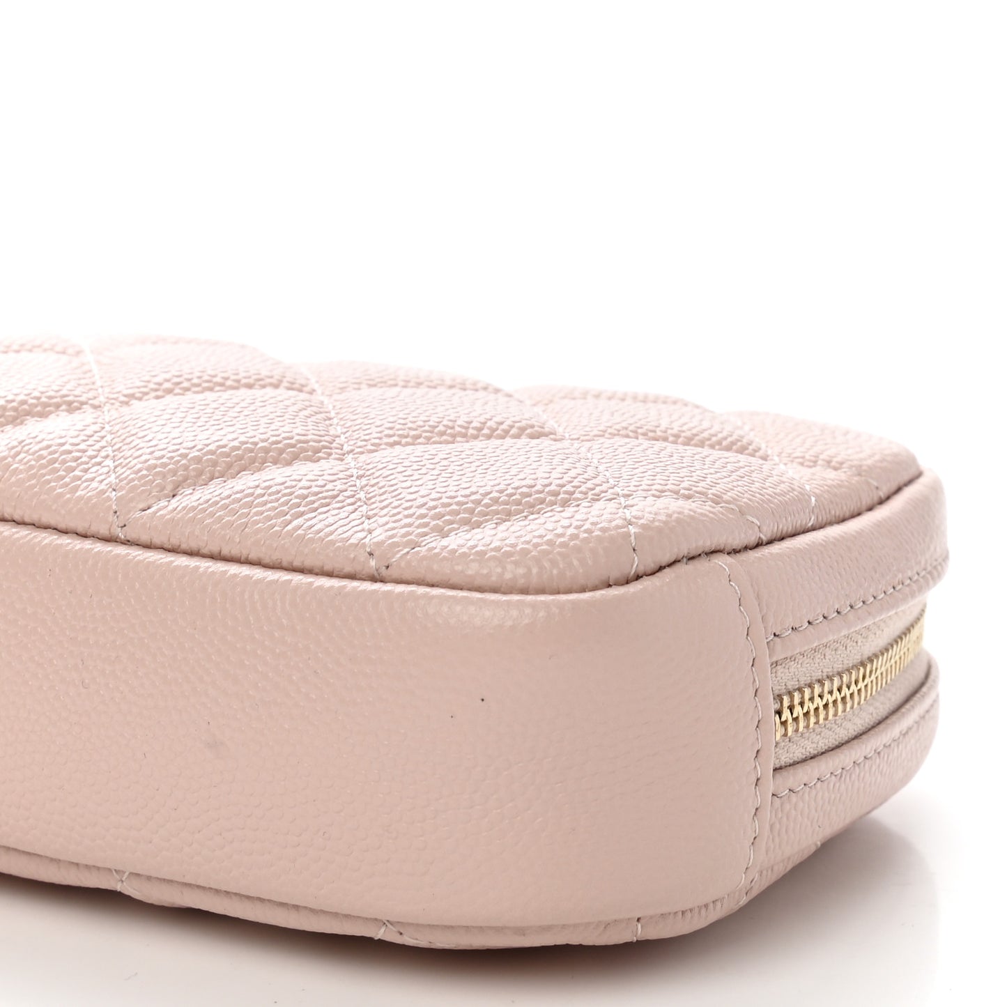 Caviar Quilted Small Curvy Pouch Cosmetic Case Light Pink