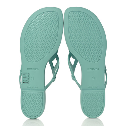 Hermes Rubber Womens Egerie Sandals 39 Vert Embrun 5 of 9