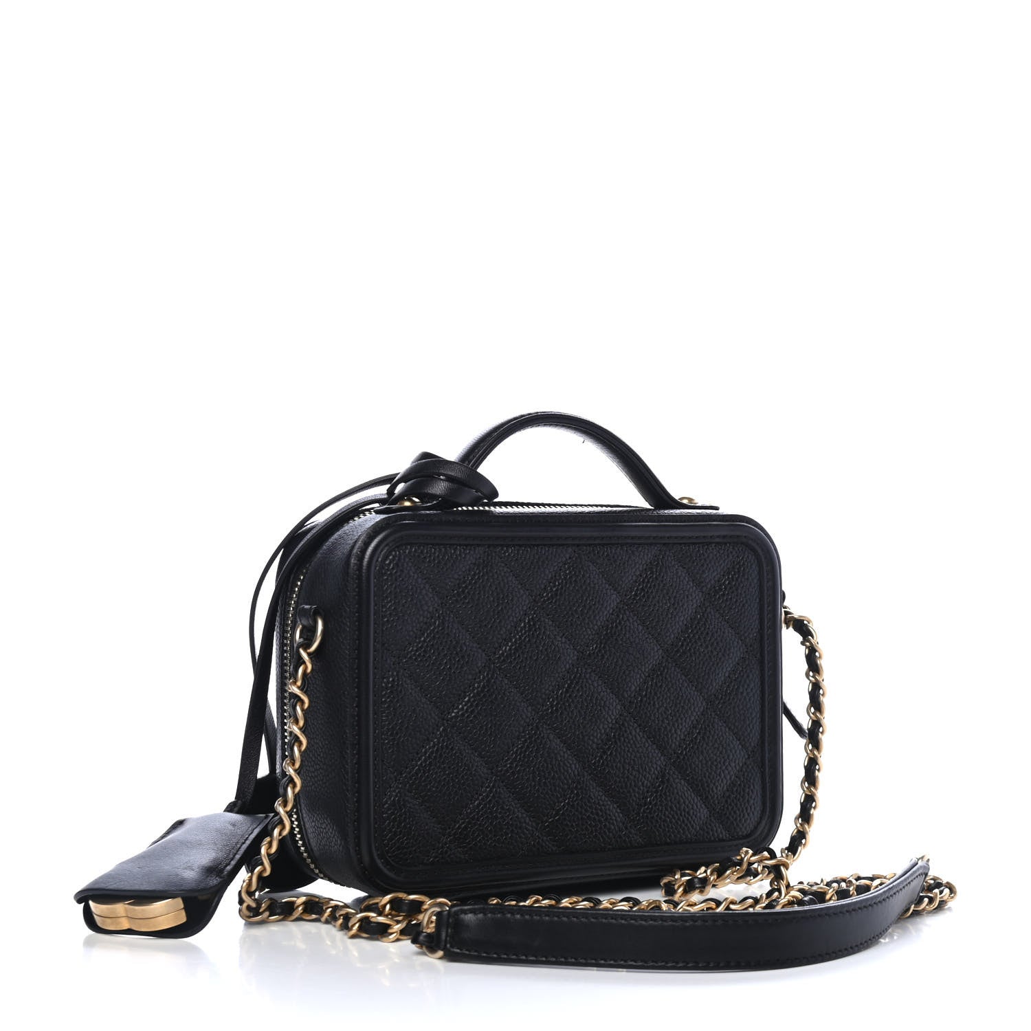 Chanel Caviar Quilted Small CC Filigree Vanity Case Black 2 of 4
