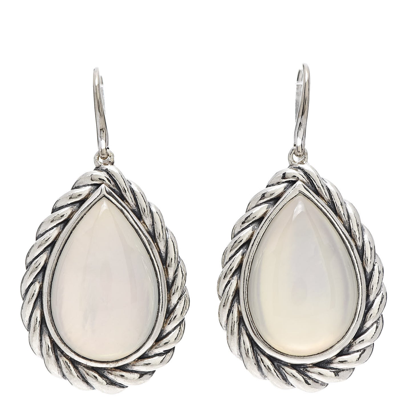 Sterling Silver Moon Quartz Cable Drop Earrings