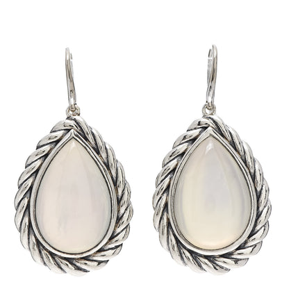 David Yurman Sterling Silver Moon Quartz Cable Drop Earrings 1 of 4