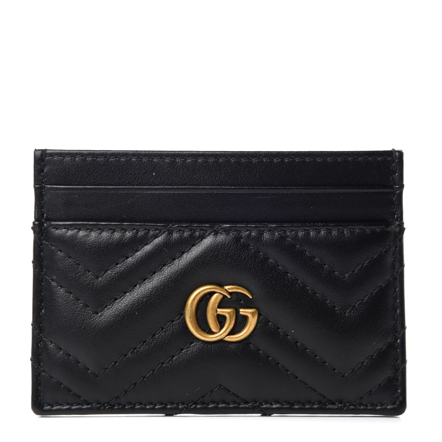 Gucci Calfskin Matelasse GG Marmont Card Holder Black 1 of 8