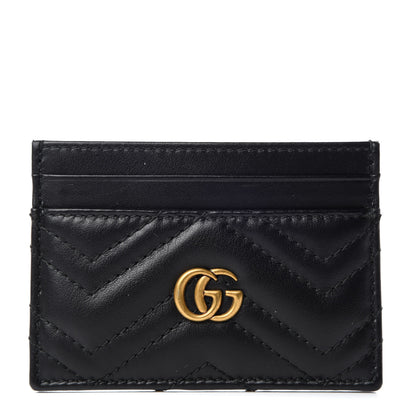 Gucci Calfskin Matelasse GG Marmont Card Holder Black 1 of 8