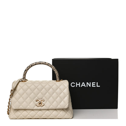Chanel Caviar Elaphe Quilted Small Coco Handle Flap Ivory 11 of 11