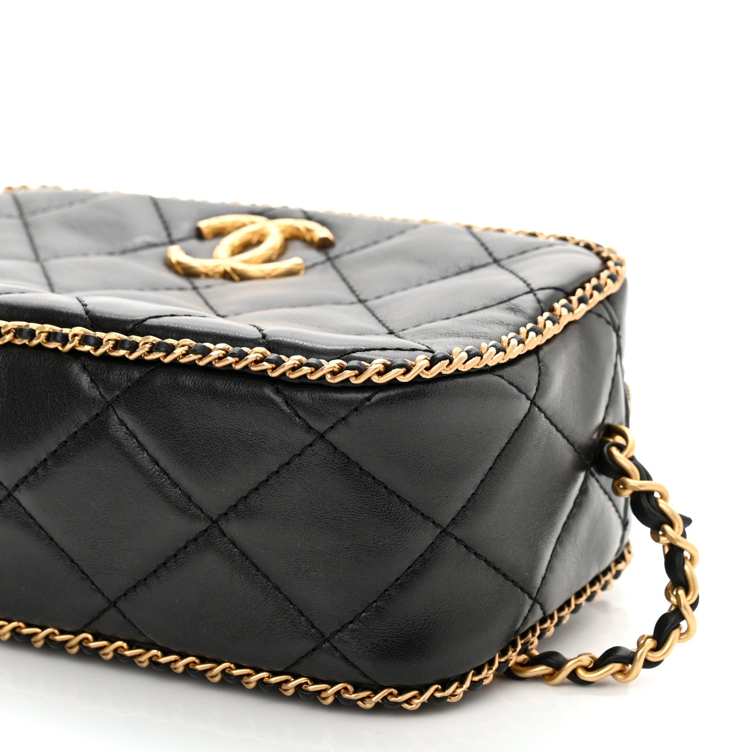 Chanel Lambskin Quilted Chain CC Mini Camera Case Black 10 of 11