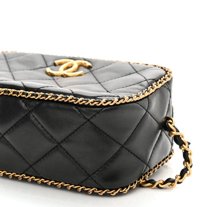 Chanel Lambskin Quilted Chain CC Mini Camera Case Black 10 of 11