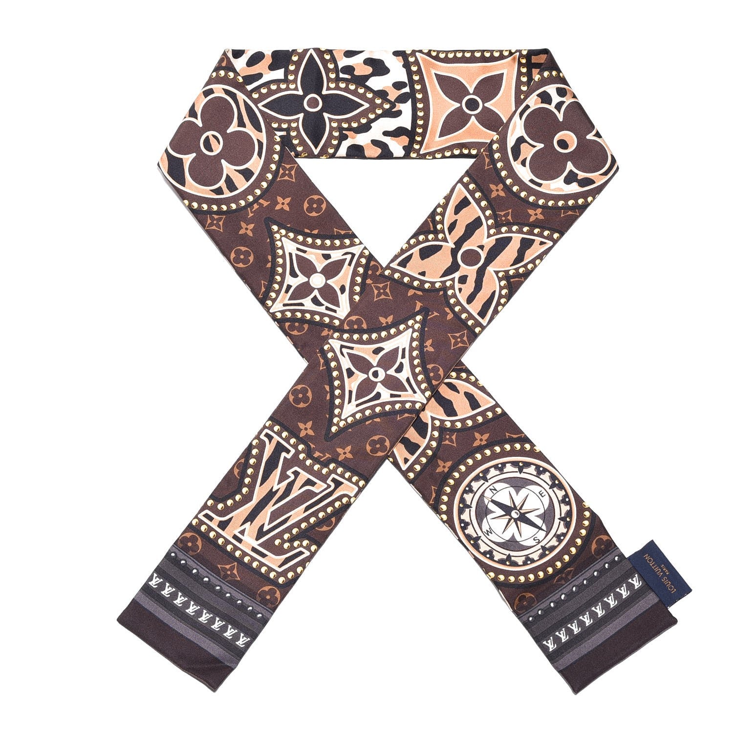 Louis Vuitton Silk Monogram LV World Bandeau Brown 1 of 4