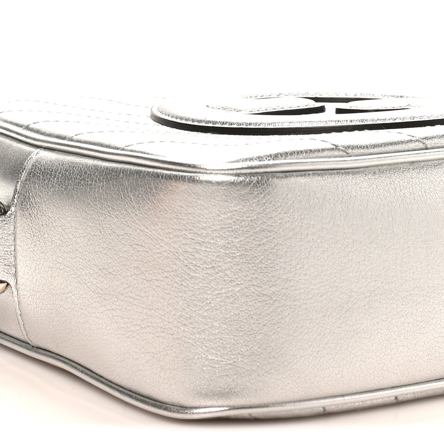 Metallic Sakai Be Green Calfskin Diagonal Stitched Small Blondie Shoulder Bag Silver