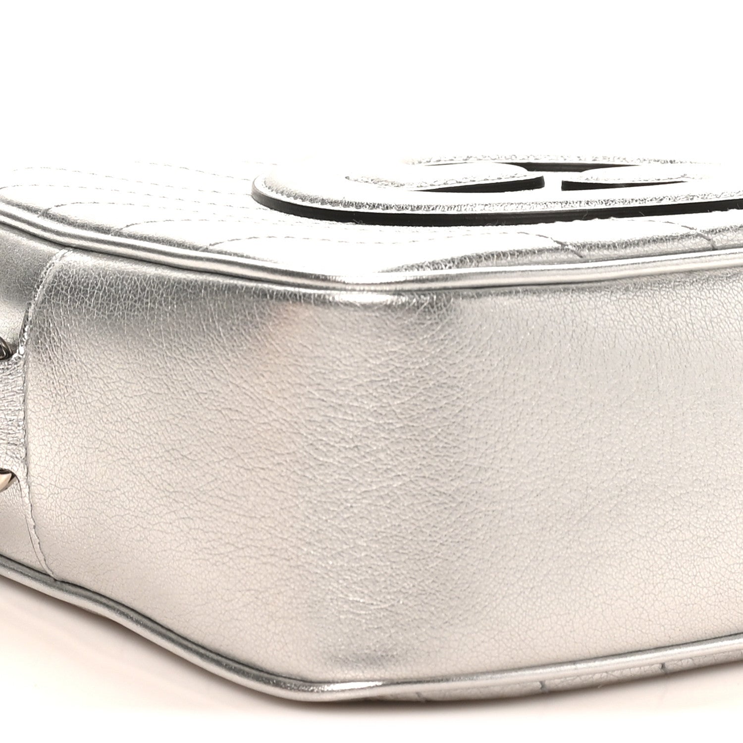 Gucci Metallic Sakai Be Green Calfskin Diagonal Stitched Small Blondie Shoulder Bag Silver 9 of 10