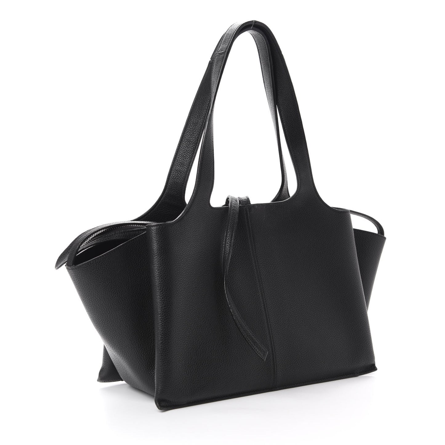 Baby Grained Calfskin Small Tri-Fold Bag Black