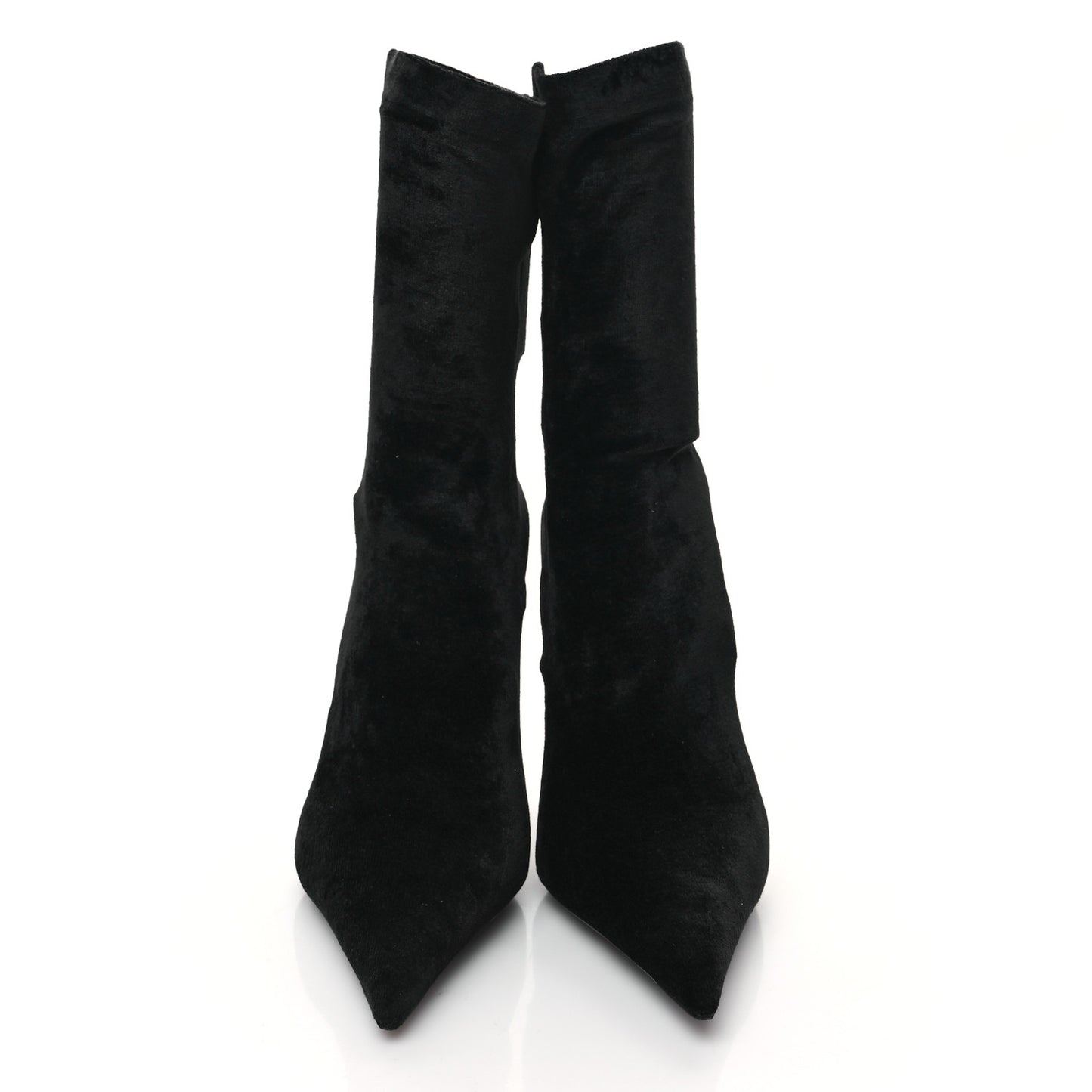 Velvet Spandex Extreme Pointed Toe Knife Ankle Boots 38 Black
