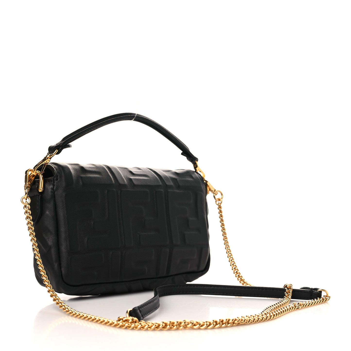 Nappa FF 1974 Embossed Mini Baguette Black