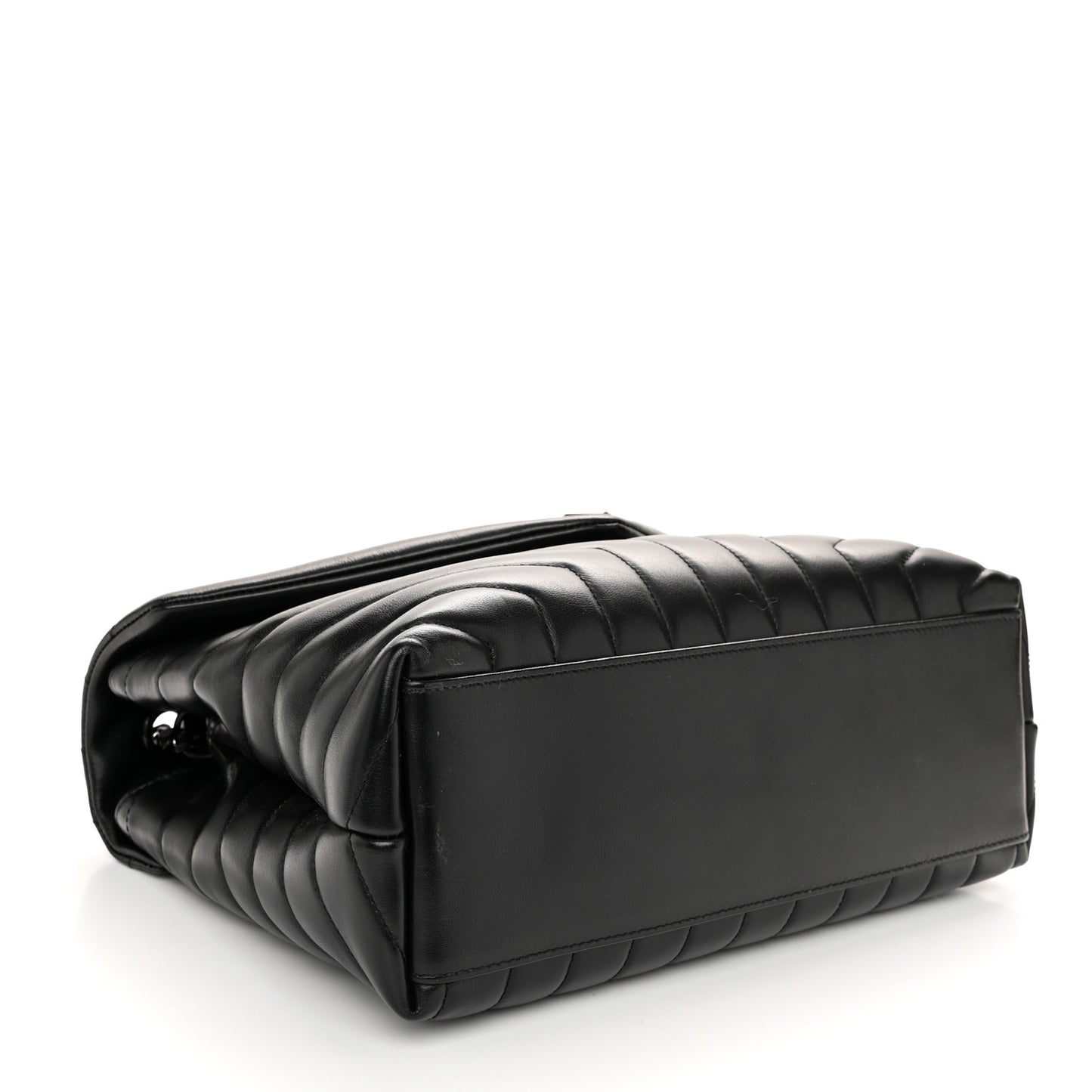 Calfskin Y Quilted Monogram Monochrome Medium Loulou Chain Satchel Black