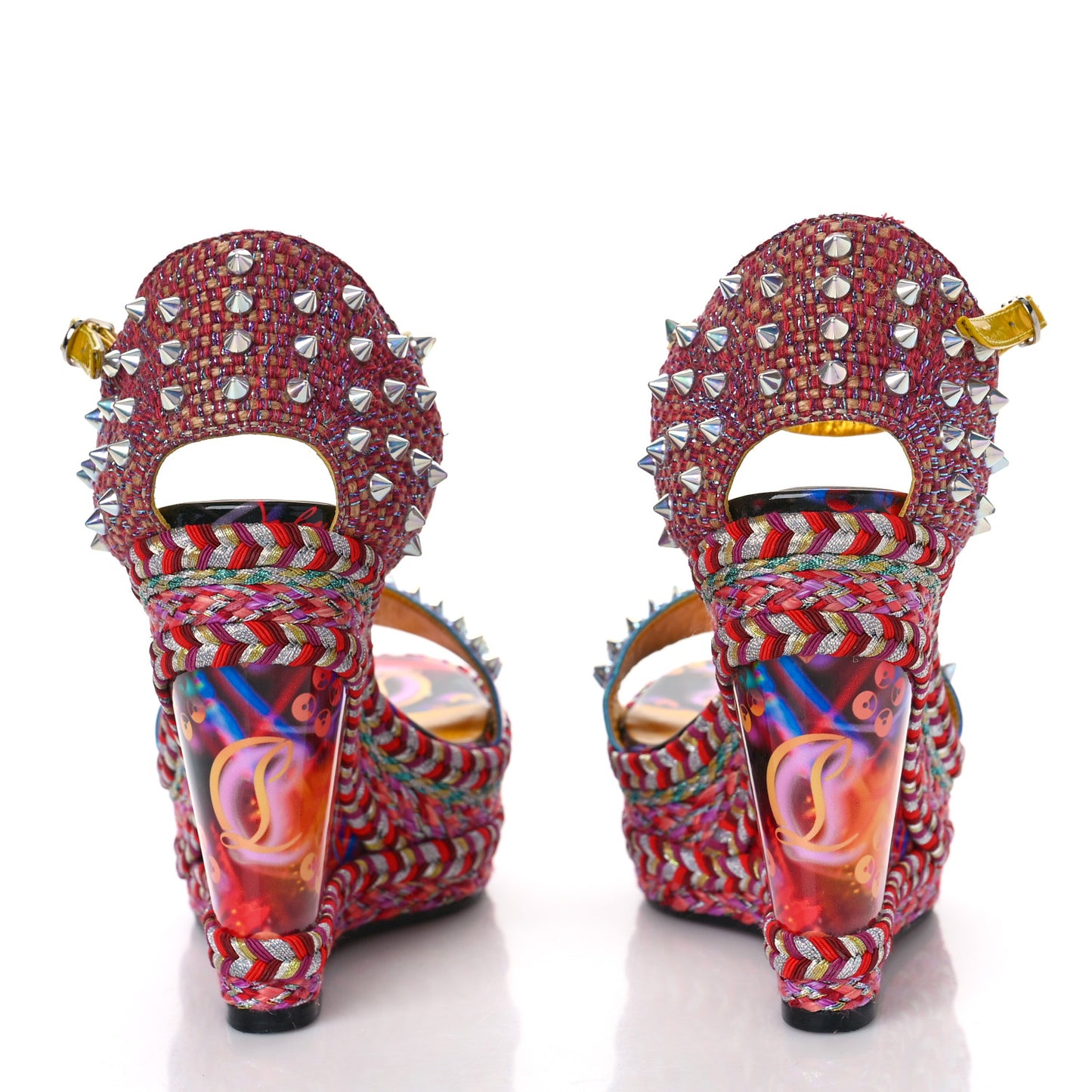 Nappa Lame Madmonica 120 Wedge Sandals 37 Lin Yellow Multicolor